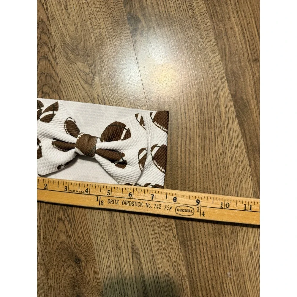 Unbranded Football Headband Girl OS White Brown Baby Toddler Bow Sports